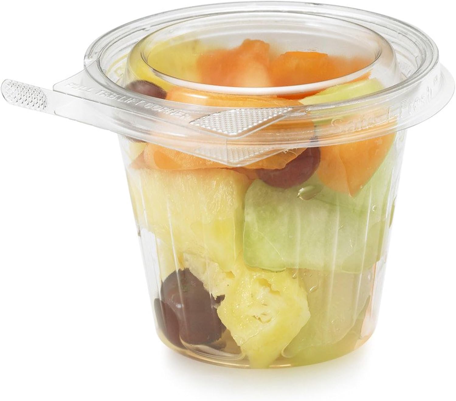 Inline Plastics Safe-T-Fresh Tamper Evident & Tamper Resistant 11 oz. Clamshell Cup with Flat Lid - Sustainable & 100% Recyclable Plastic Dessert Cups With Lids - Durable Snack Cups - TS11CCRJTP