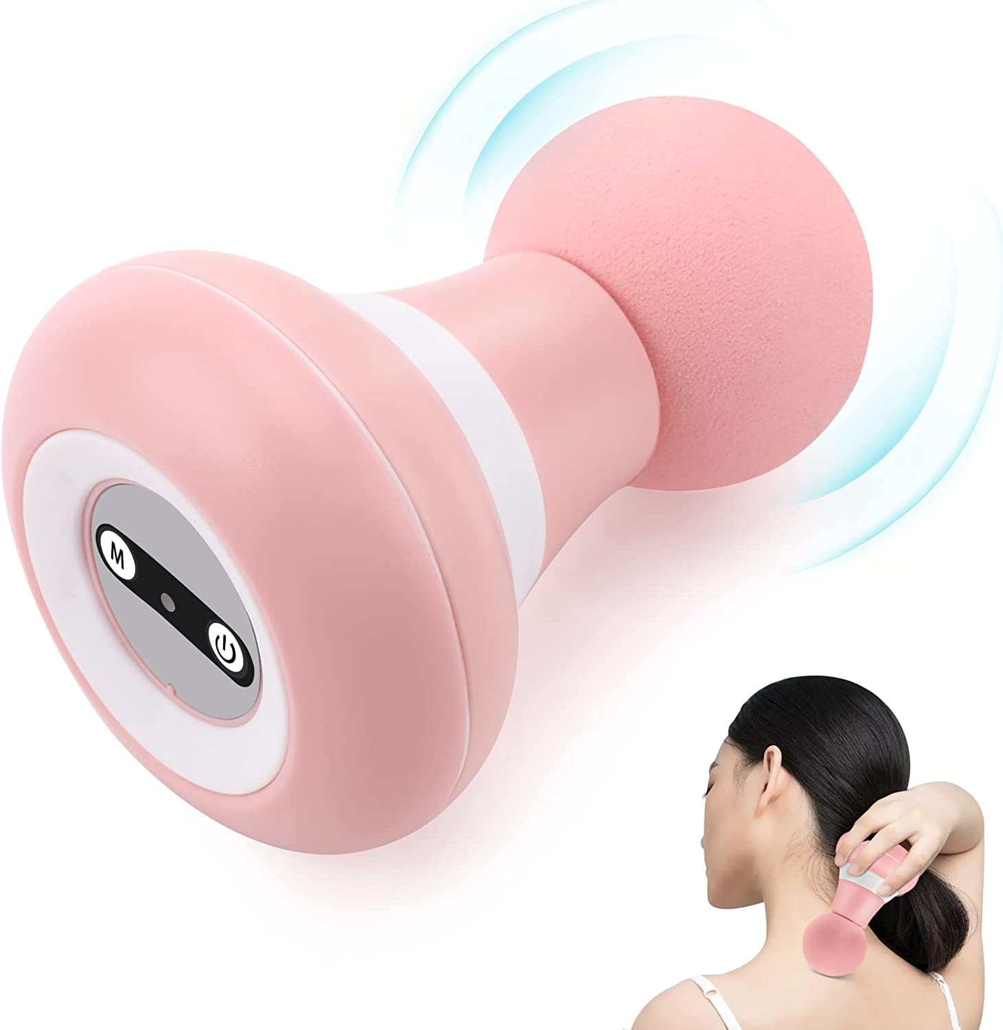 Nnewvante Upgrade 2.0in*4.5in - Mini Electric Handheld Massager Wand, Powerful 6 Speed Vibration Modes,Cordless Handheld and Portable,Suitable for Men & Women Shoulder,Neck and Back Massage (Pink)