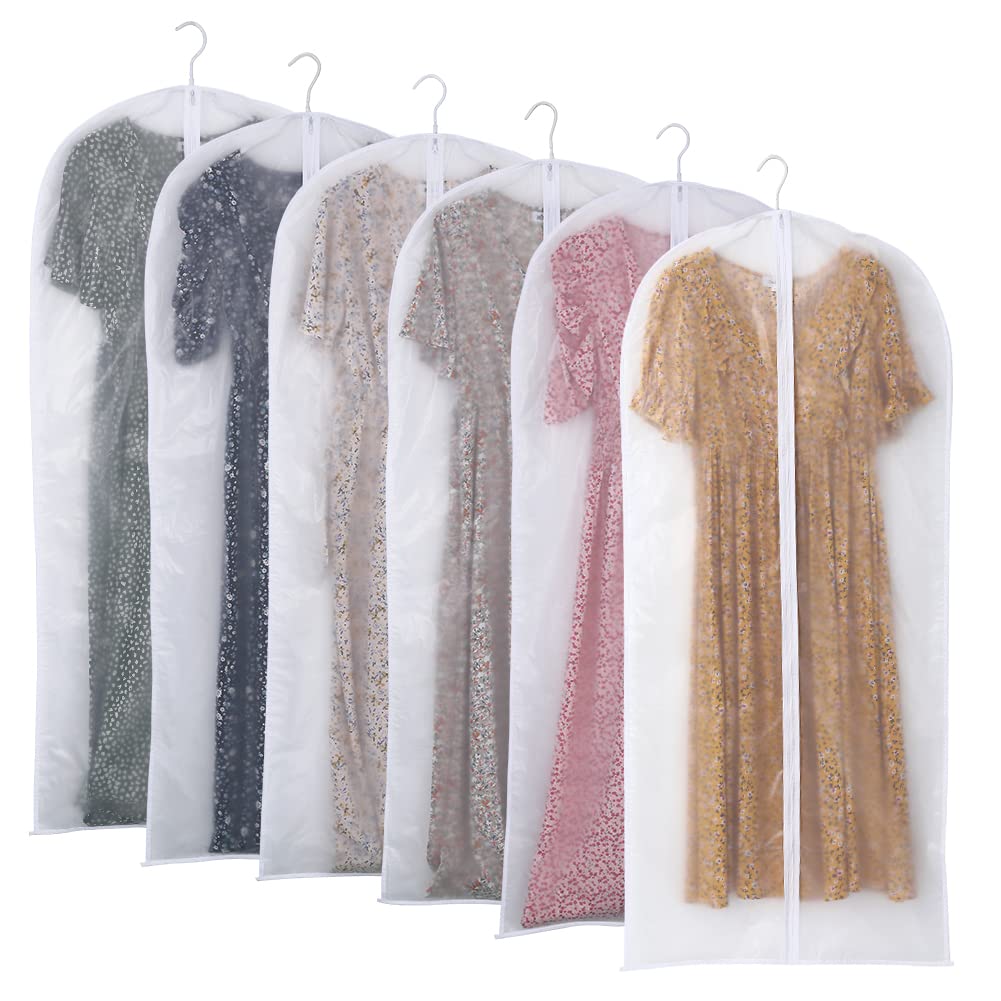 AKDSteel Garment Bags for Hanging Clothes Storage Clear Clothes Protecting Lightweight Covers for Hanging Suit Bags Dress Bag with Full Zipper for Closet Storage and Travel 24'' x 54'' 6pcs