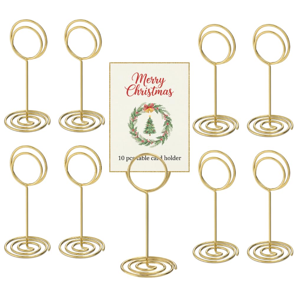 10 Pack 4.7 Inches Table Number Holders Place Card Holders, Gold Steel Sign Clips for Table Numbers, Picture Holders for Tables, Card Holders for Centerpieces, Wedding, Party, Birthday, Restaurant