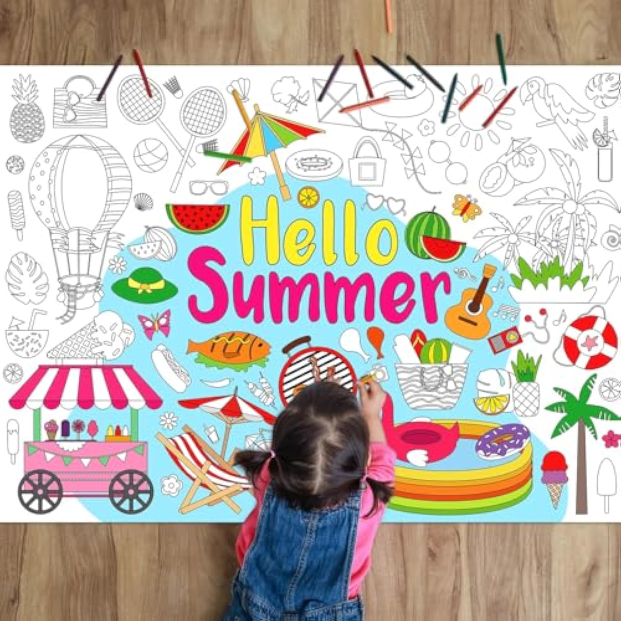Hello Summer Coloring Poster Giant Coloring Poster