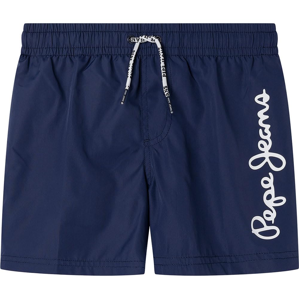 Pepe Jeans Boys Logo Swimshort Shorts, Blue, 10 Years UK