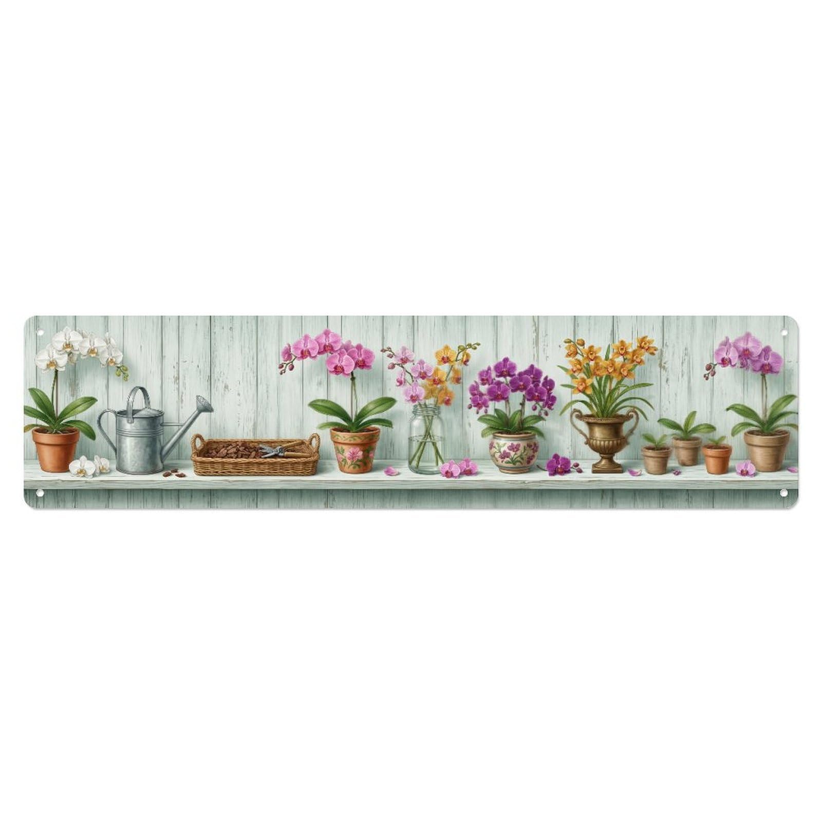 Fqnyr Style Metal Tin Sign Garden Tools Vintage Greenhouse Orchid Pattern