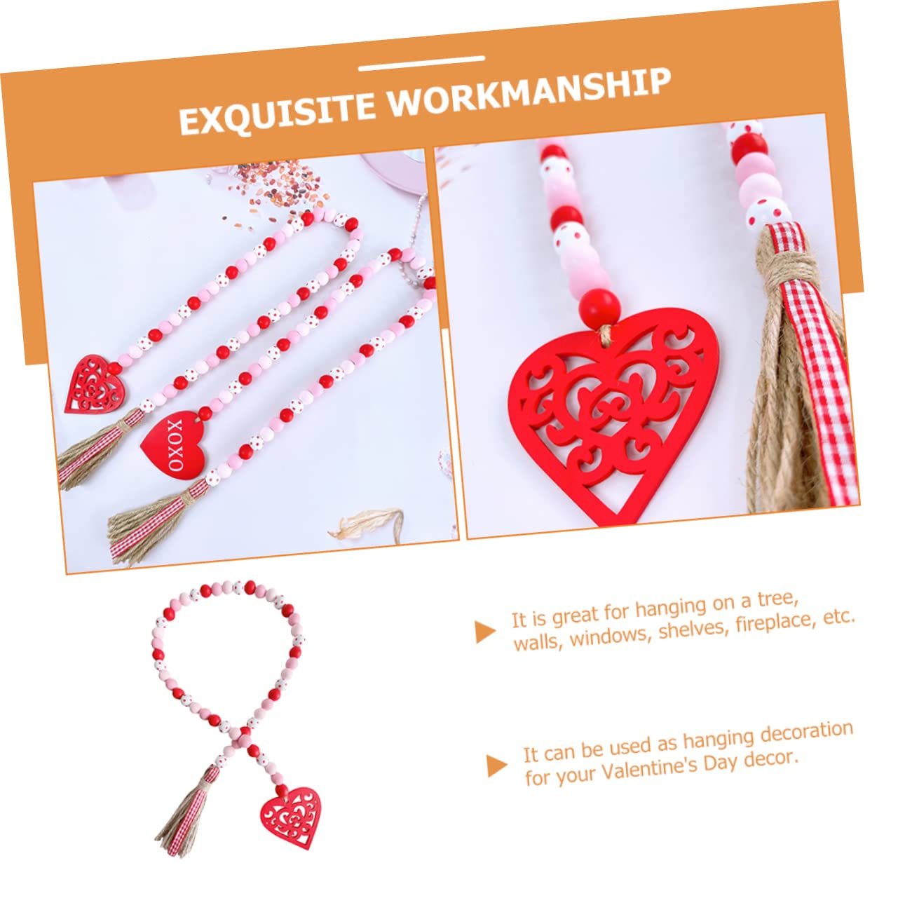 Abaodam 5pièces Guirlande avec Pompon pour Décoration Saint-Valentin Et Style pour Maison Et Événements