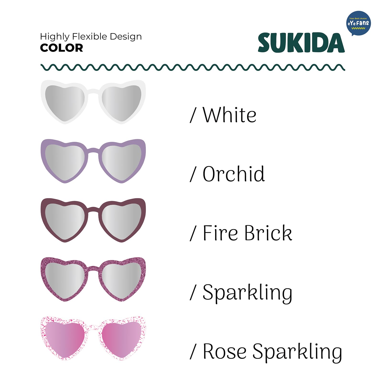 SUKIDA Heart - Gafas de sol para niños y niñas, para fiestas de verano de Barbie, marco flexible UV400 TPEE sin BPA, edad 3-10 años