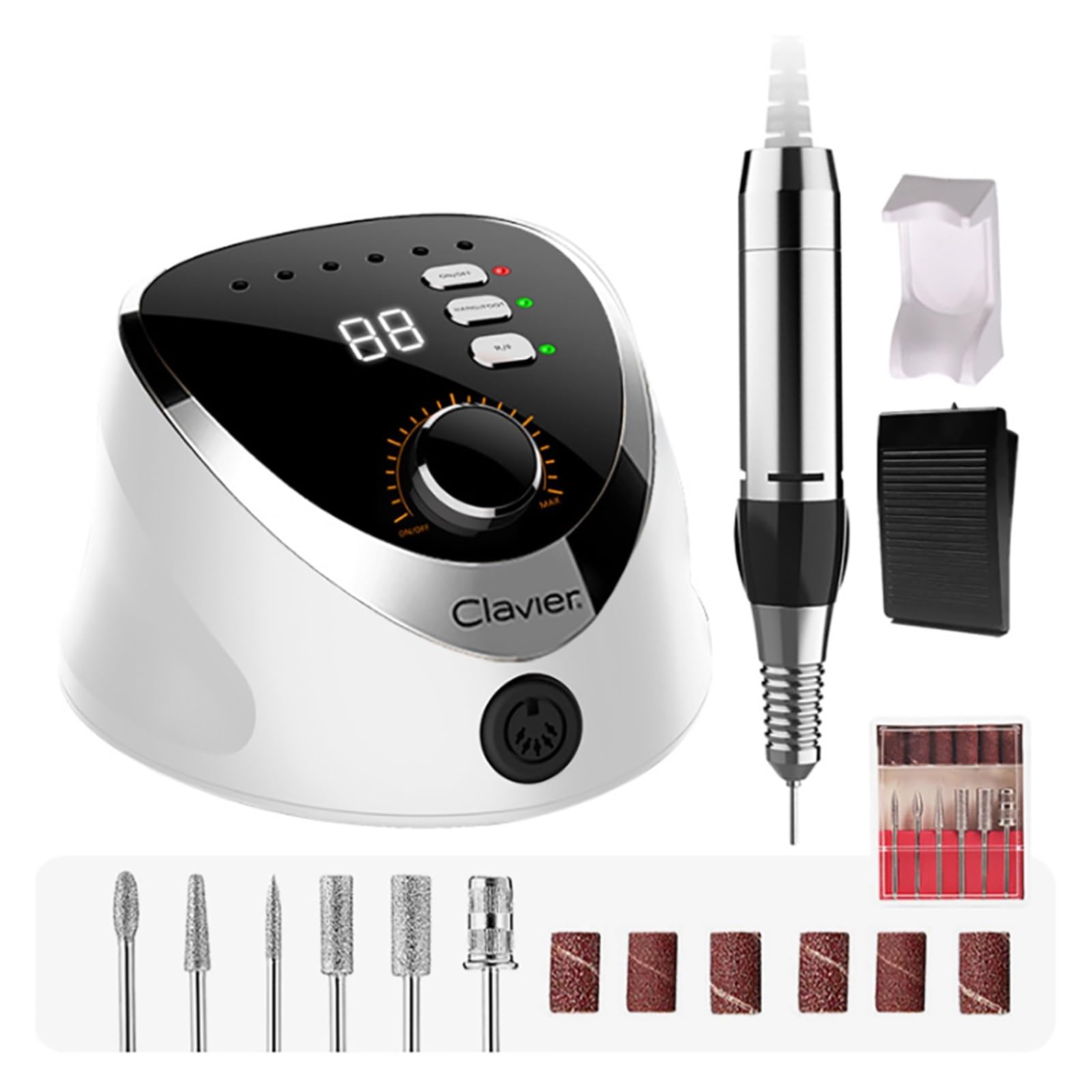 Lima Electrica Uñas, Lima de uñas eléctrica, taladros for acrílicas, kit gel profesional, taladro Efile portátil con pantalla LED, máquina, herramienta manicura y pedicura(Bianco)