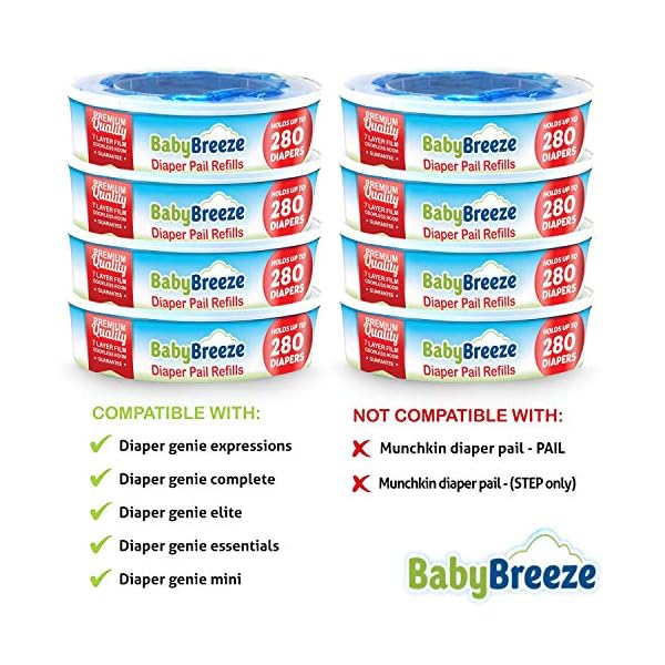 BabyBreeze Nachfüllbeutel für Windeleimer Genie, 2240 Stück (8 Stück) – Bild 3