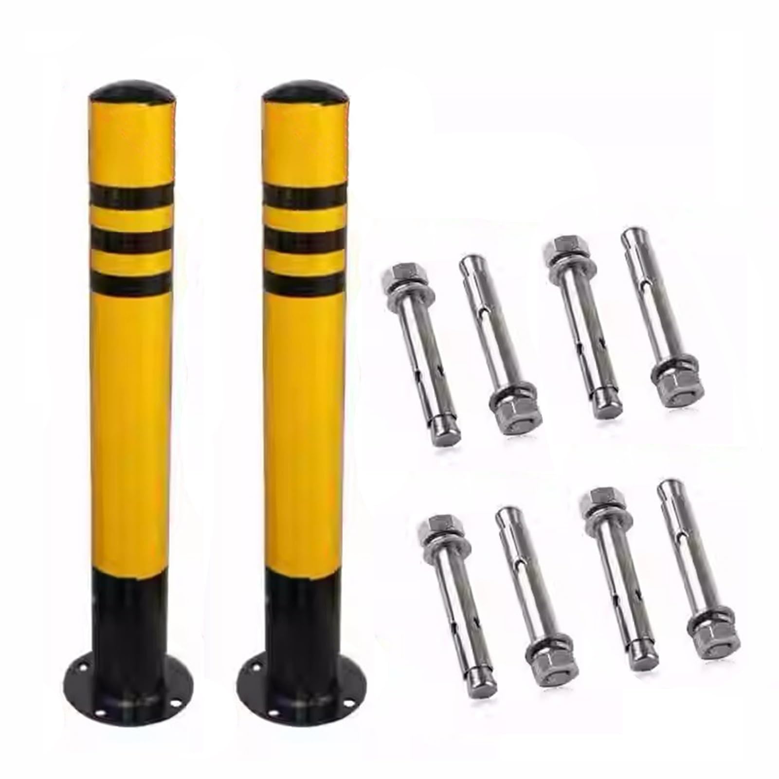 GHHVFEC Reflective Safety Bollard with Lock - Durable Parking Barrier Post for Effective Traffic Management (60x7.6cm/23.6x3in) - Ideal for Nighttime Visibility