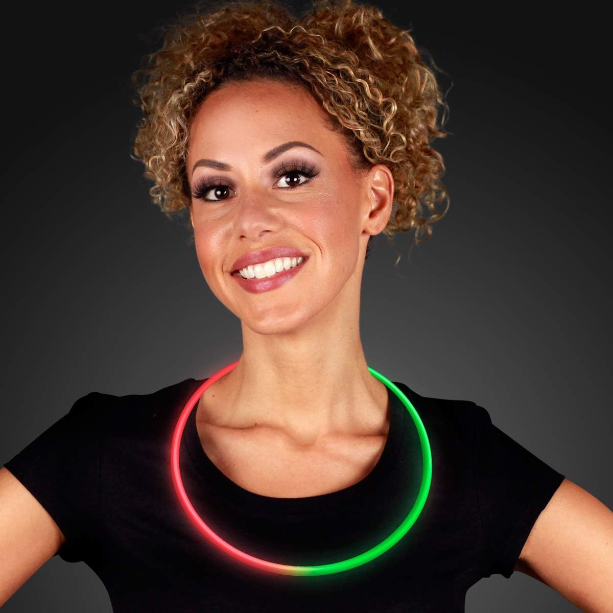 FlashingBlinkyLights 22" Premium Red & Green Bicolor Glow Stick Necklaces for Christmas (Pack of 50)