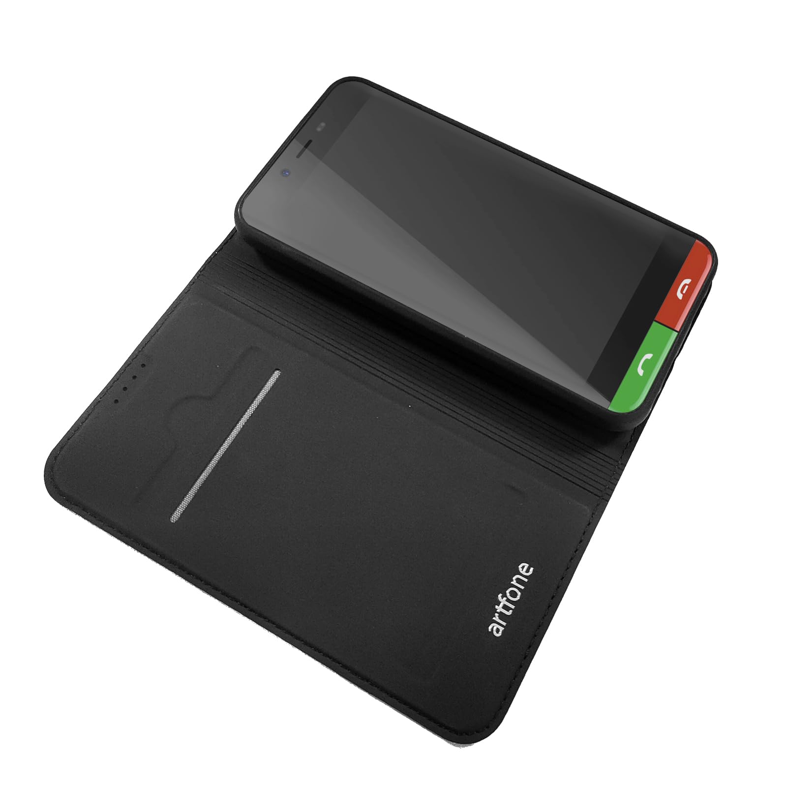 Étui Portefeuille Cuir PU Rayé Artfone Smart 500 - Rabat Magnétique Cartes Support Bleu
