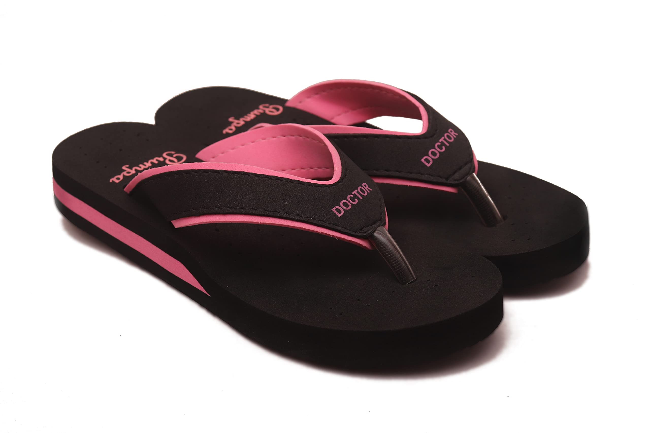 Womens Flip-Flops & Slippers | Ortho Comfort with Style for Womens & Girls - Light weight, Soft & Stylish Footwear | Suitable for Knee, Diabetic & Orthopedic Pains (Black Pink, numeric_7) (B0BBWJMM5P) Amazon Price History, Amazon Price Tracker