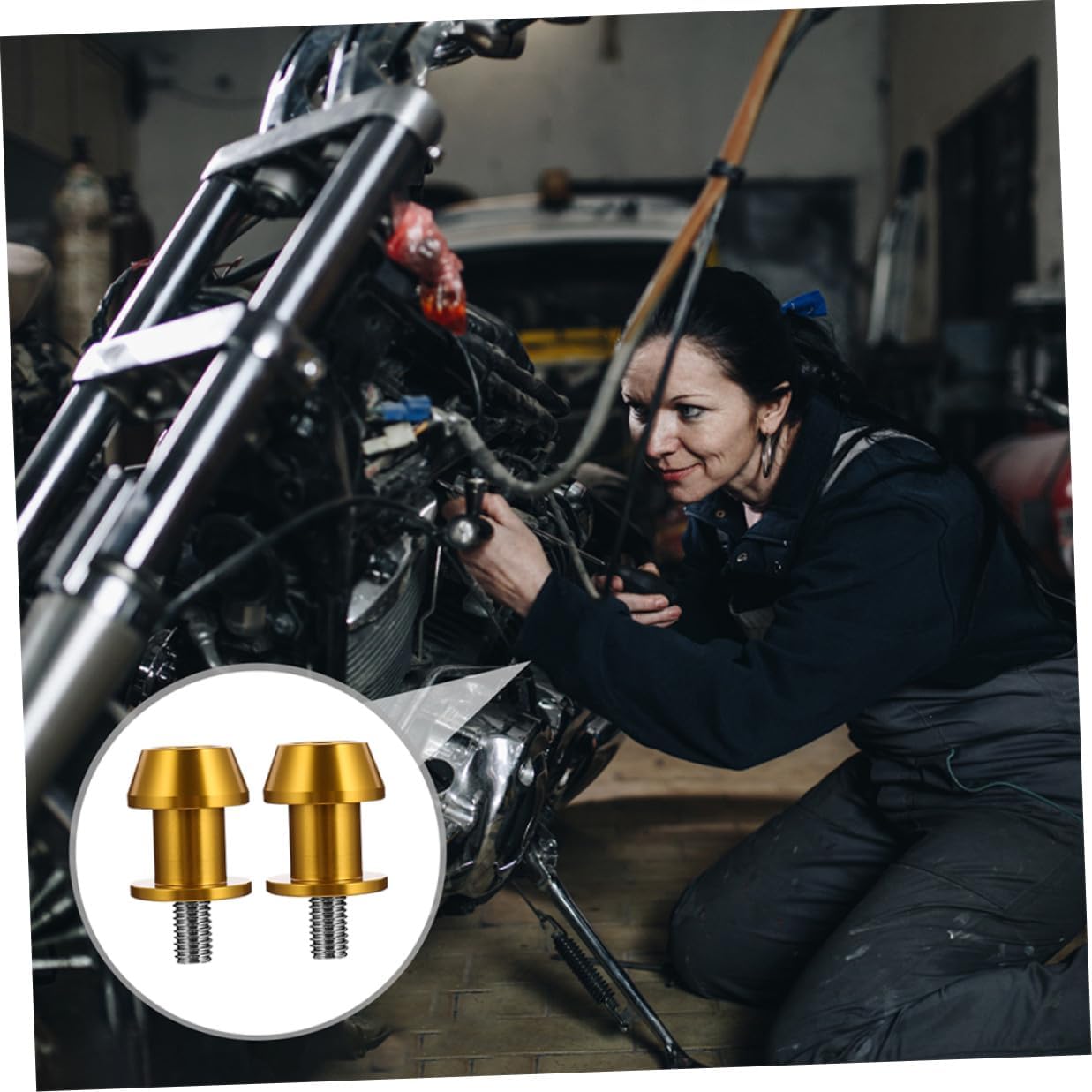 CALLARON 4pcs 8mm Gold Motorcycle Swing Arm Spools Sliders Cnc Rear Stand Screws Compatible for Motorbike Swingarm Bobbins Frame Protection