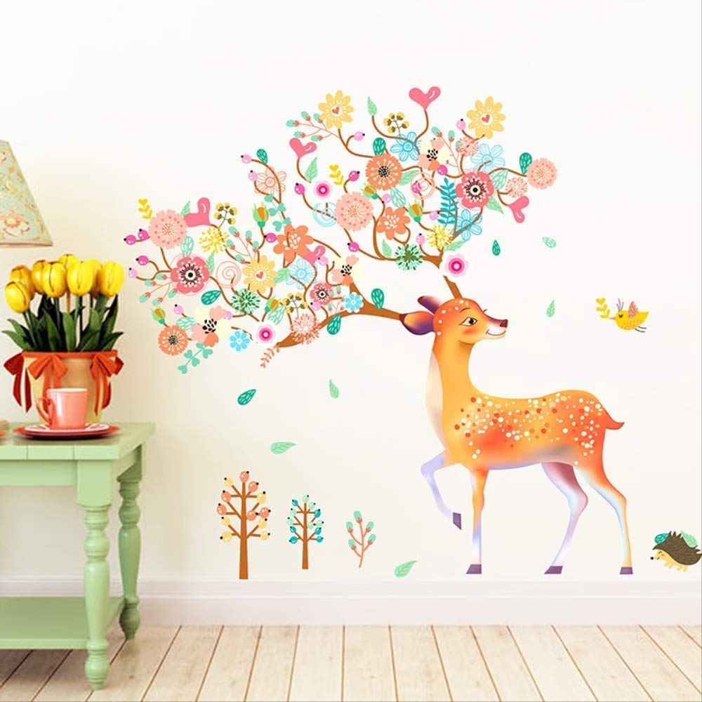 Cartone Animato Scuola Asilo Parete Layout ADESIVI Parete Camera Dei Bambini Decorazione Camera Da Letto Appiccicoso Prugna Cervo
