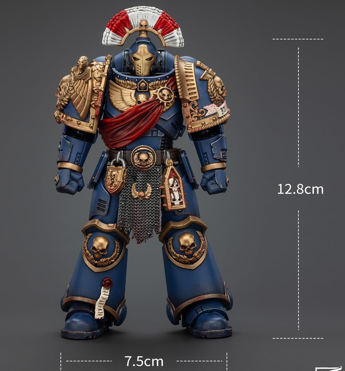 JoyToy Warhammer 40K Ultramarines Relic Secundus Armour with Artificer Bolt Rifle, chainsword and Bolt Pistol 1:18 Scale Action Figure Mecha Joy Toy Collection Model 5in