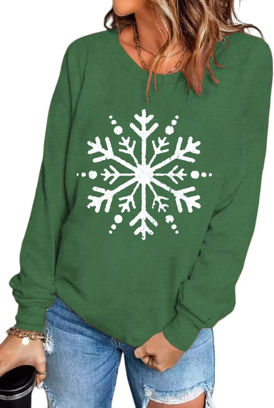 Women Christmas Palm Tree Sweatshirt Funny Hawaiian Beach Tropical Xmas Long Sleeve Pullover Cute Snowflake Shirt Top - Image 2
