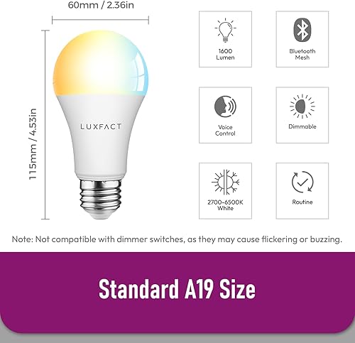 Miniatura 6 de Bombillas Alexa equivalentes a 150 W, las bombillas inteligentes funcionan directamente con Alexa, sintonizables de blanco cálido a frío, bombilla