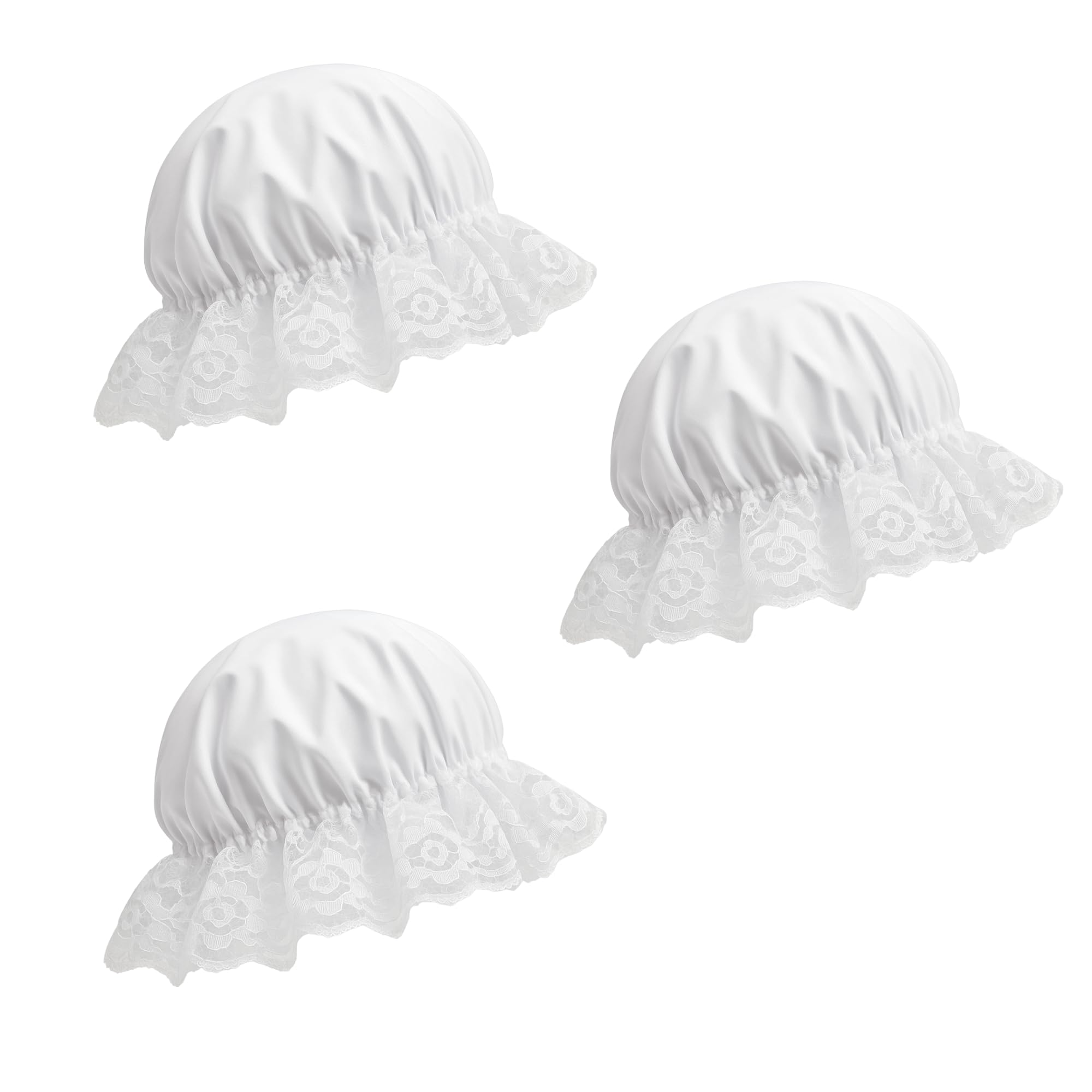 FUN FABLES Children’s White Victorian Mop Cap – White Elasticated Fancy Dress Bonnet Hat for Girls – Fancy Dress Costume Accessory for History Day, School Role Play & Themed Events (3)