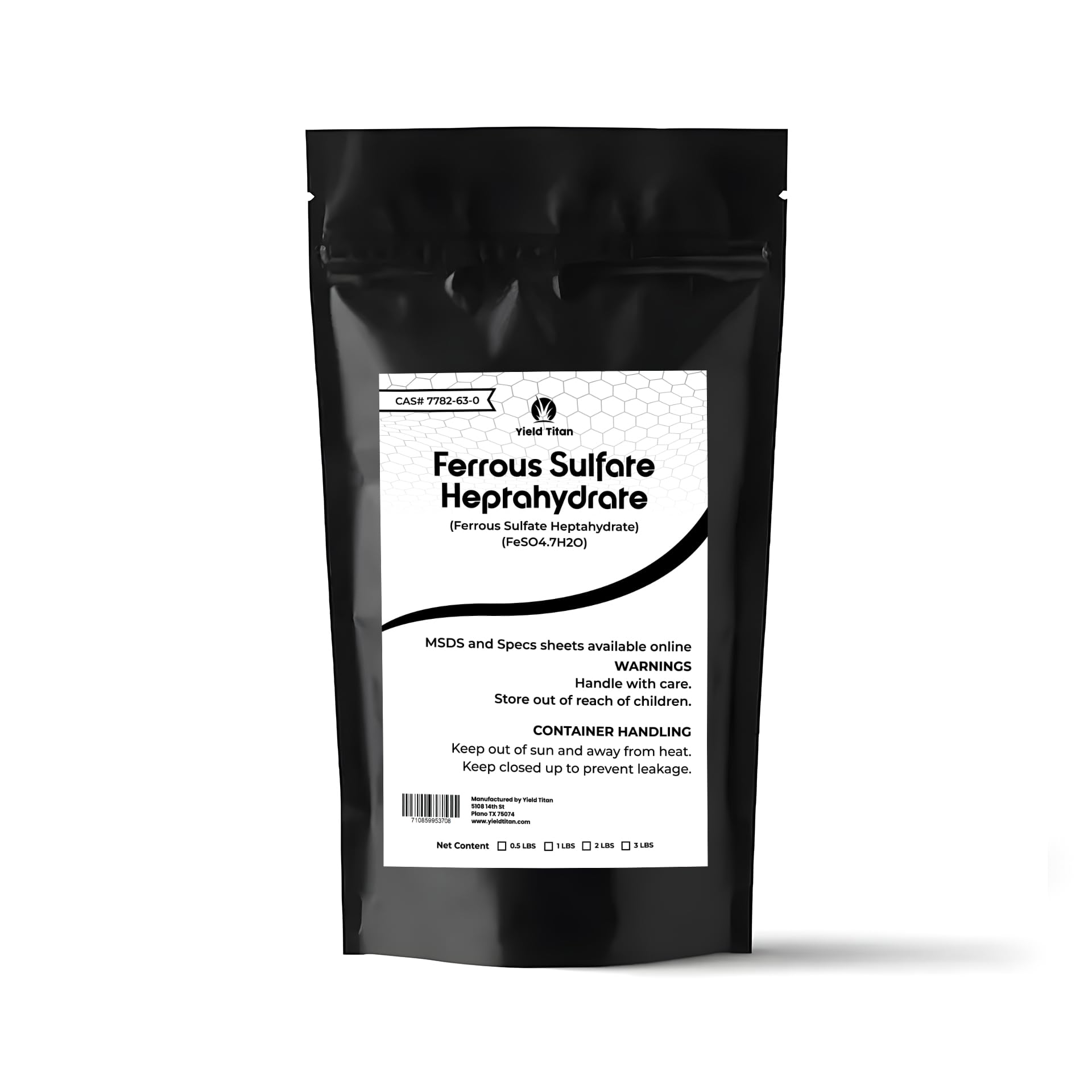 Yield Titan Ferrous Sulfate Heptahydrate (FeSO4·7H2O) - Chemical (0.5lb)