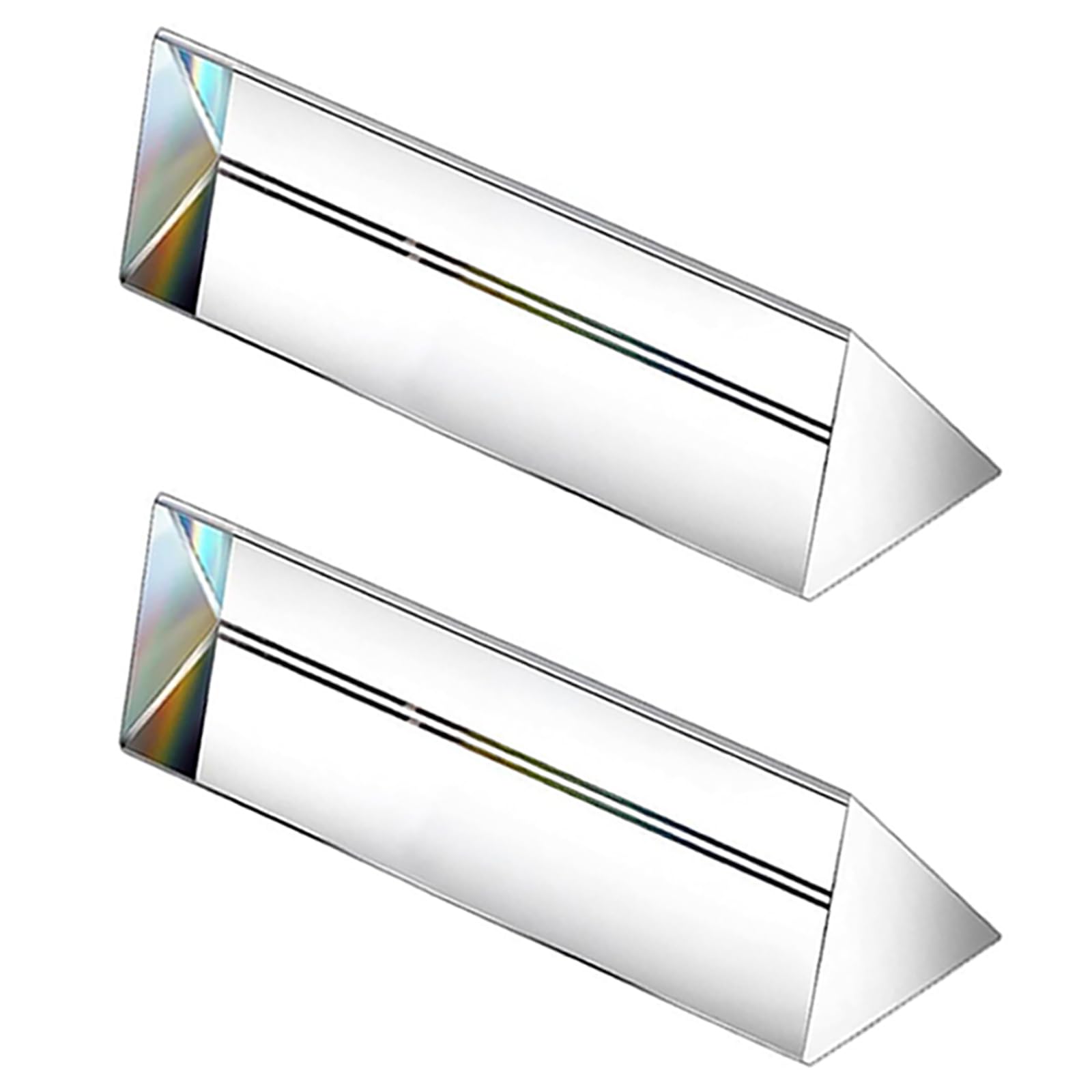 2PCS Crystal Optical Glass Triangular Prism, 30 * 200mm Prism Rainbow Spectrum Experiments Glass, K9 Crystal Triangle Prism, Clear Lens For Light Spectrum Physics, Rainbow Effect Photo