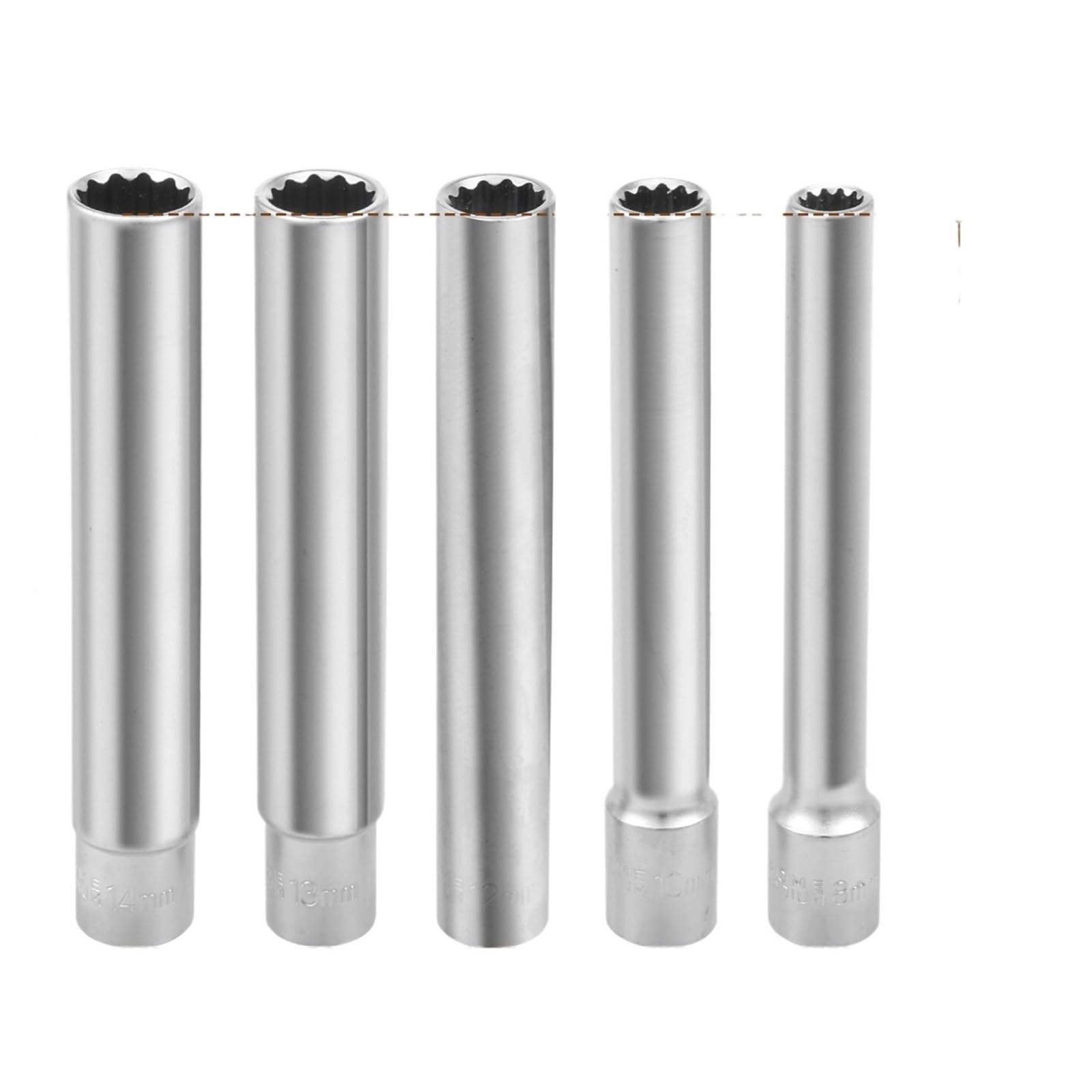 Ryqzhhy 5Pcs 12 Point Deep Hex Socket 3/8 Drive Crv Deep Nut Driver Hex Socket Torque Ratchet Wrench Bit Adapter(5Pcs 12 Point)