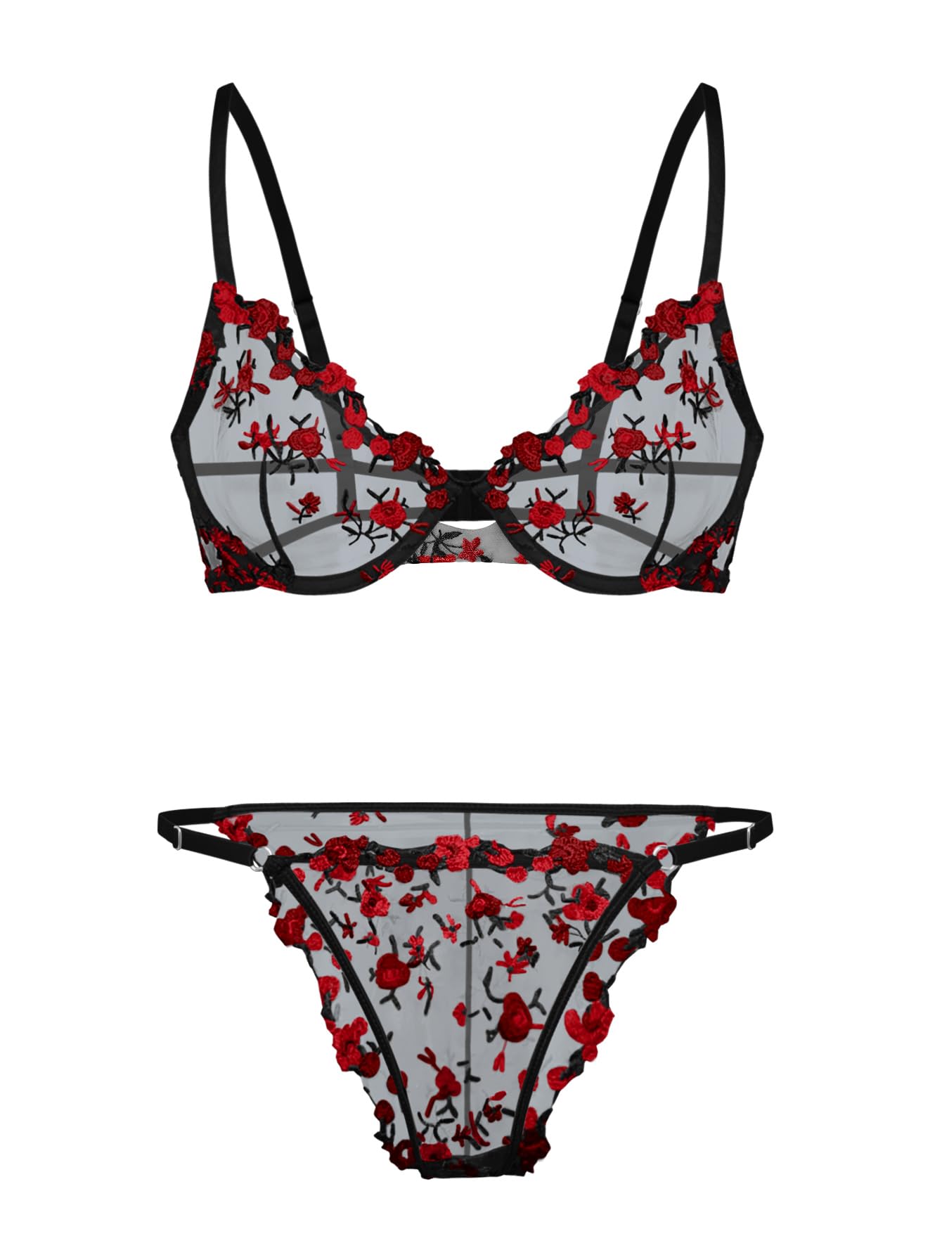 Lilosy Sexy Lingerie Set 2 Piece Women Push Up Bra and Panty 3XS-5XL