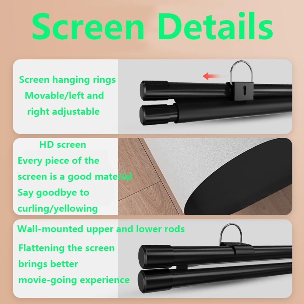 Portable Projector Screen 60 in Manual Retractable Pull Down Movie Screen, 16:9 4K HD Projection Screen, Wedding Party Office Presentation, Easy Setup, Black(4:3,60")