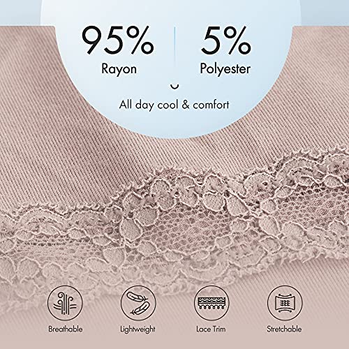 Mancyfit Slip Shorts For Women Lace Trim Short Leggings Stretch Mid Thigh Undershorts Light Brown X-Large #TOP2
