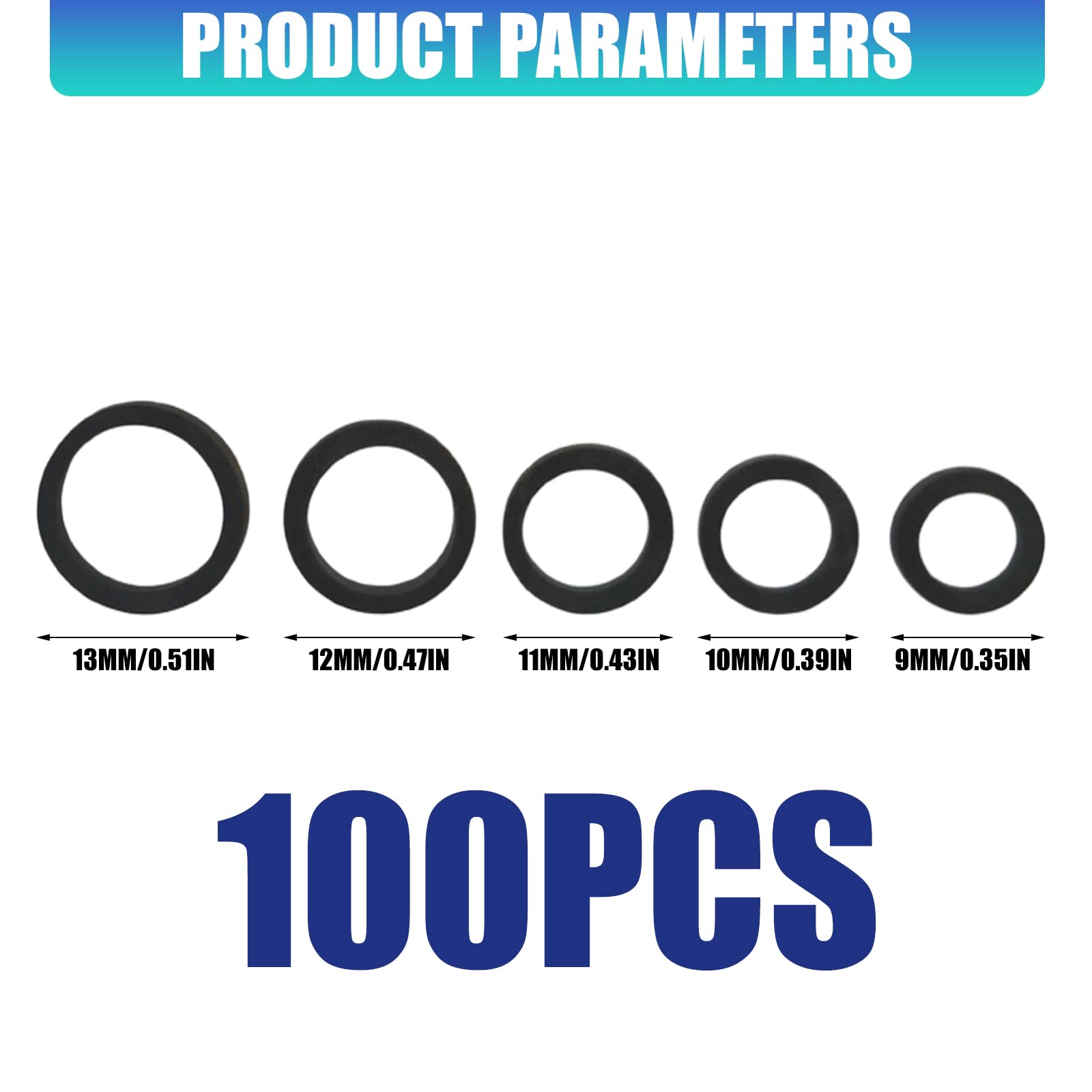 Bulk Set di 100 anelli elastici in gomma resilienti per riparazione radio vintage, dimensioni interne 9-13 mm, funzione liscia, registratore a nastro in gomma