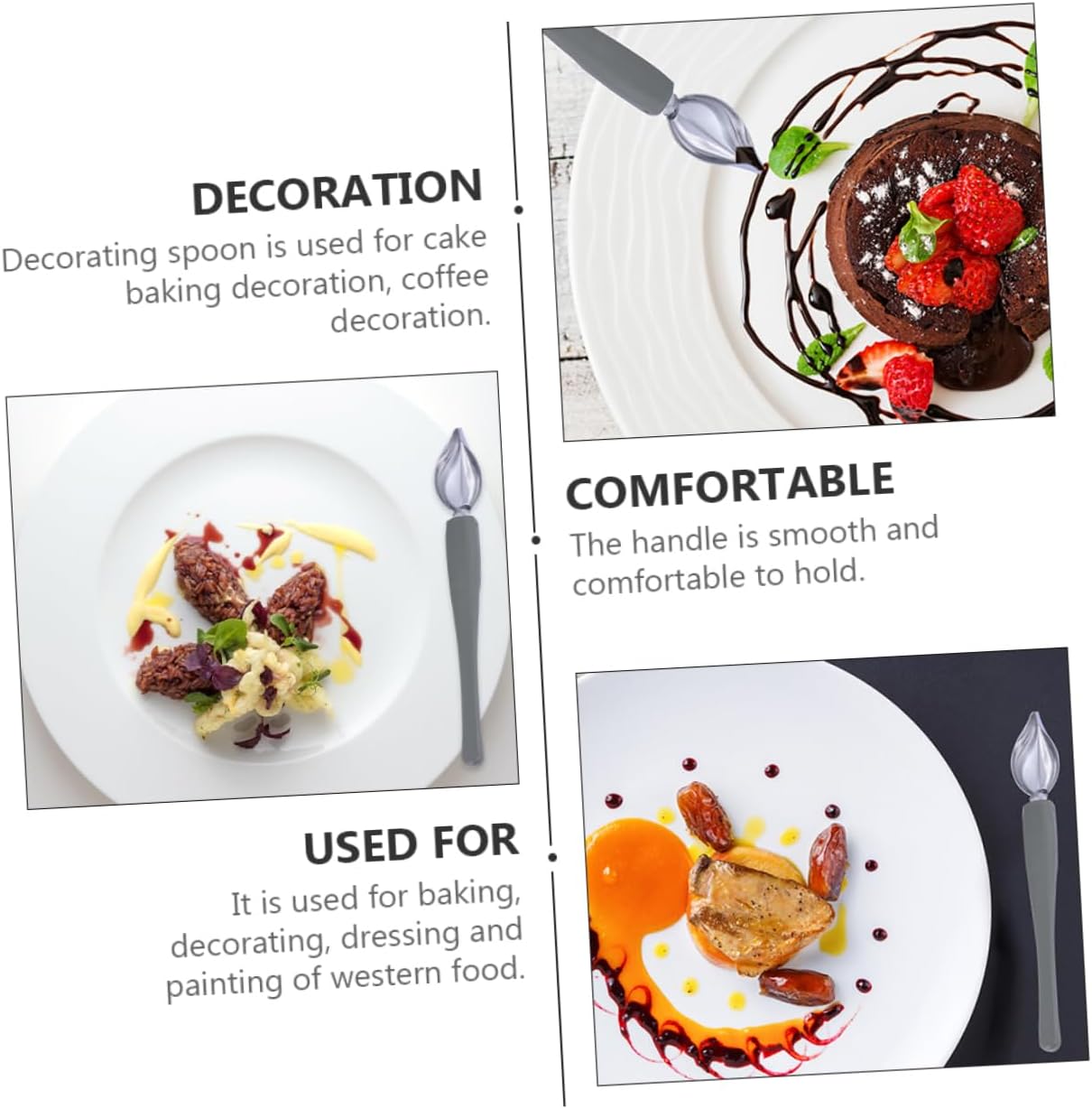 Stainless Steel Saucier Spoon, Decorating Tool for Western Plating