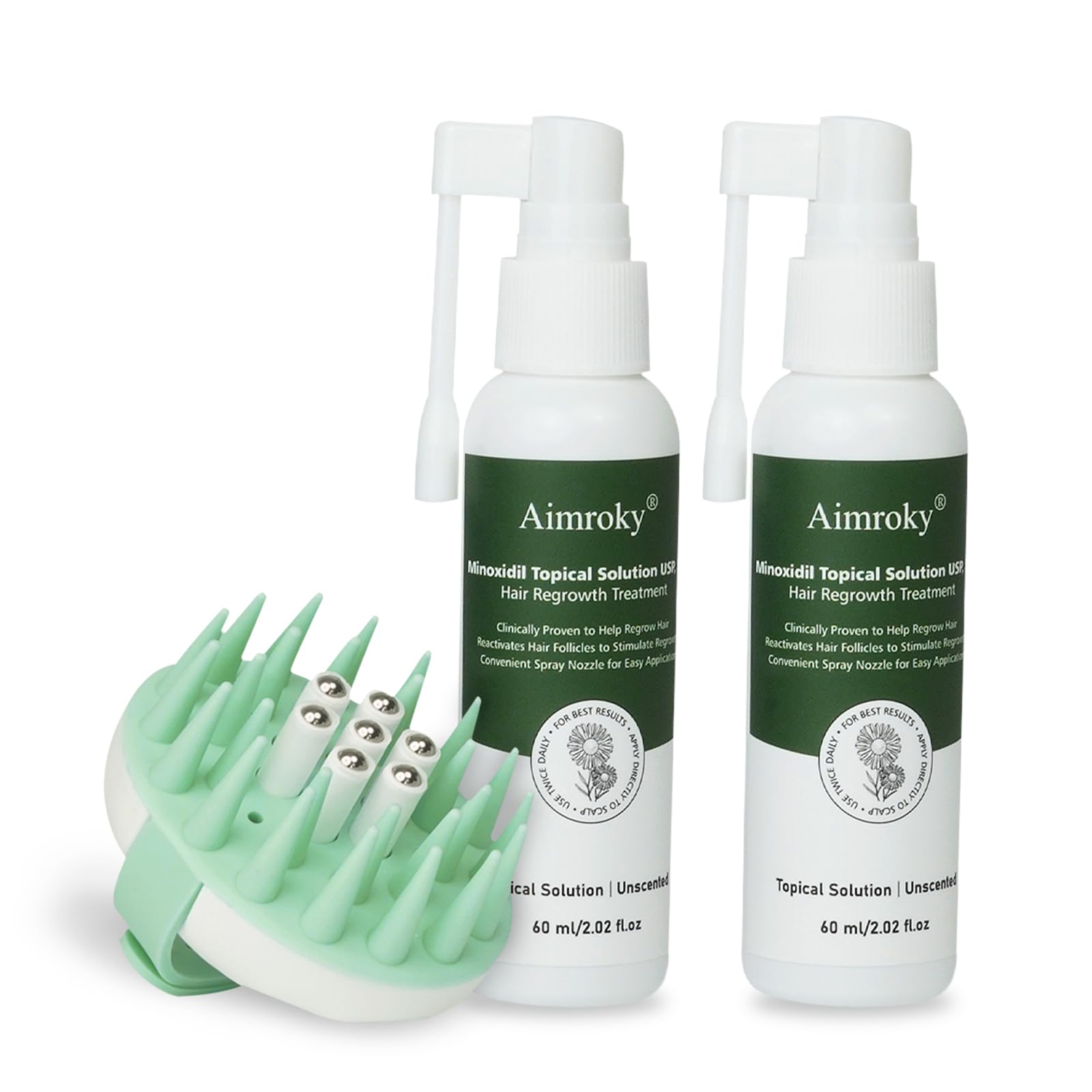 5 Minoxidil Hair Regrowth Treatment Kit for Men and Women Minoxidil Spray Topical Solution with Scalp Massager for