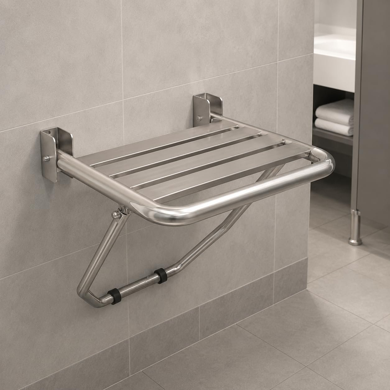 Mediclinics Asiento de Ducha Abatible para Personas Mayores y Movilidad Reducida | Asiento Plegable para Baño Adaptado en Acero Inoxidable | AM0251 (Acero Inoxidable brilloso)
