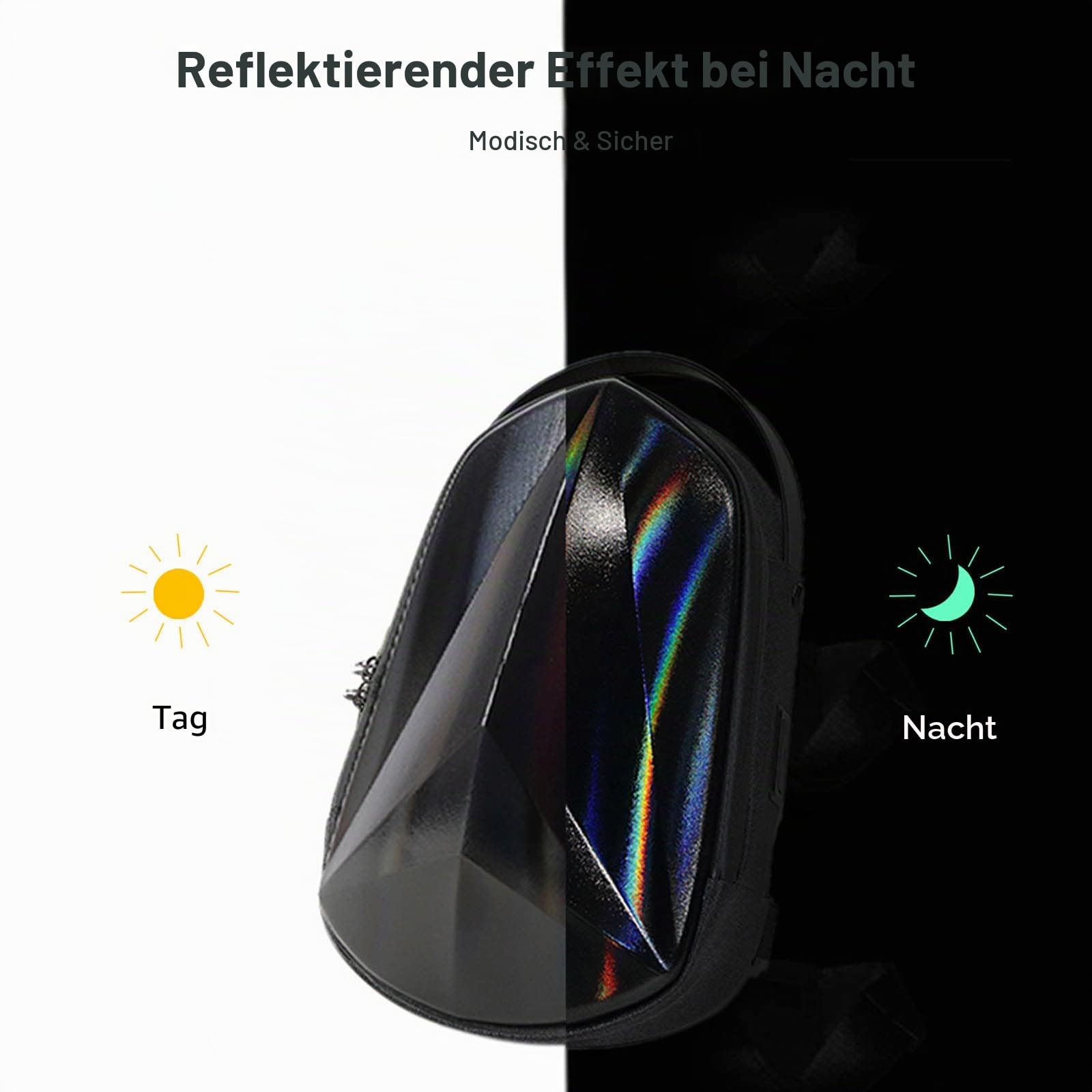 FANDARE Diebstahlschutz Brusttasche Sling Daypacks mit USB-Ladeanschluss Schultertasche Crossbody Bag Umhängetasche Sporttasche Wasserdicht Daypacks für Herren Damen Reisen Wandern Hiking Schwarz