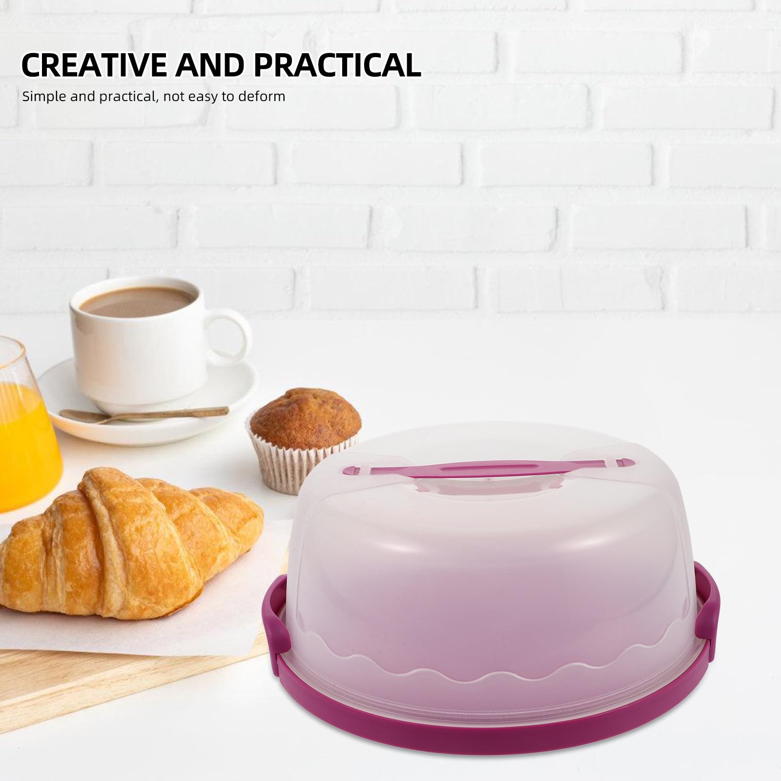 Caja para Pasteles Reutilizable de Plástico Redonda de 6 a 8 Pulgadas Tapa y Asa para Transportar y Conservar Tartas