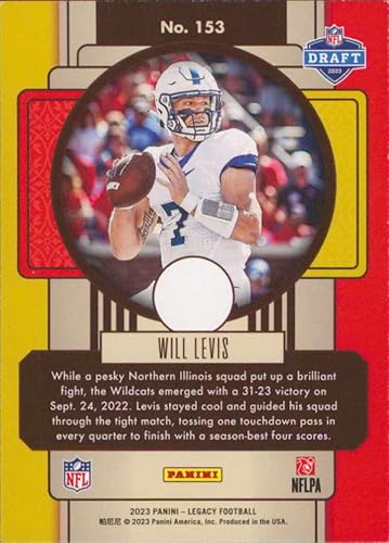 Miniatura 2 de 2023 Panini Legacy #153 Will Levis RC Rookie Kentucky Wildcats Football Trading Card
