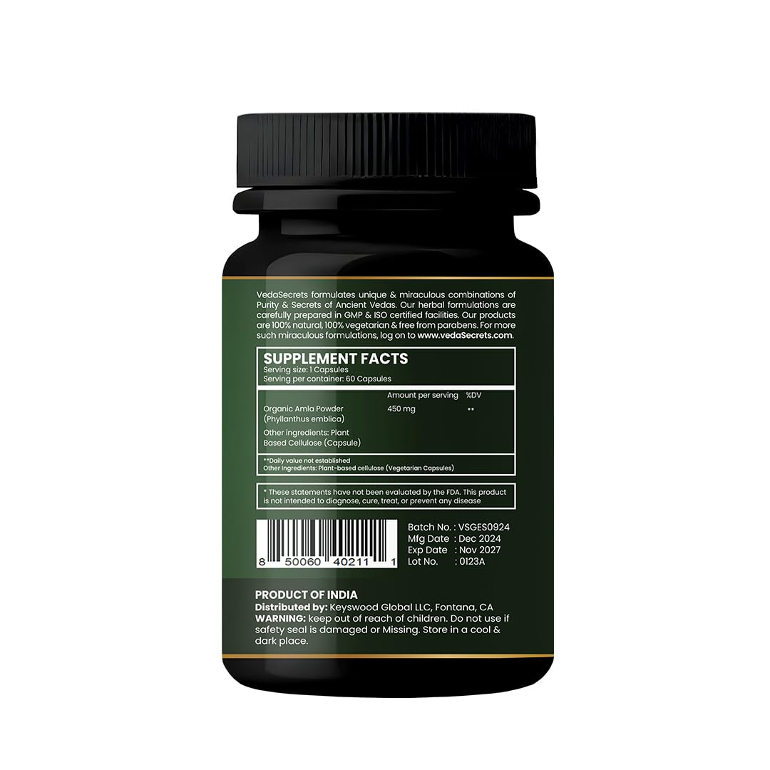 Amla Capsules 60 Counts Dietary Vitamin C Supplements Made with Organic Amla Powder — Amazon image 5