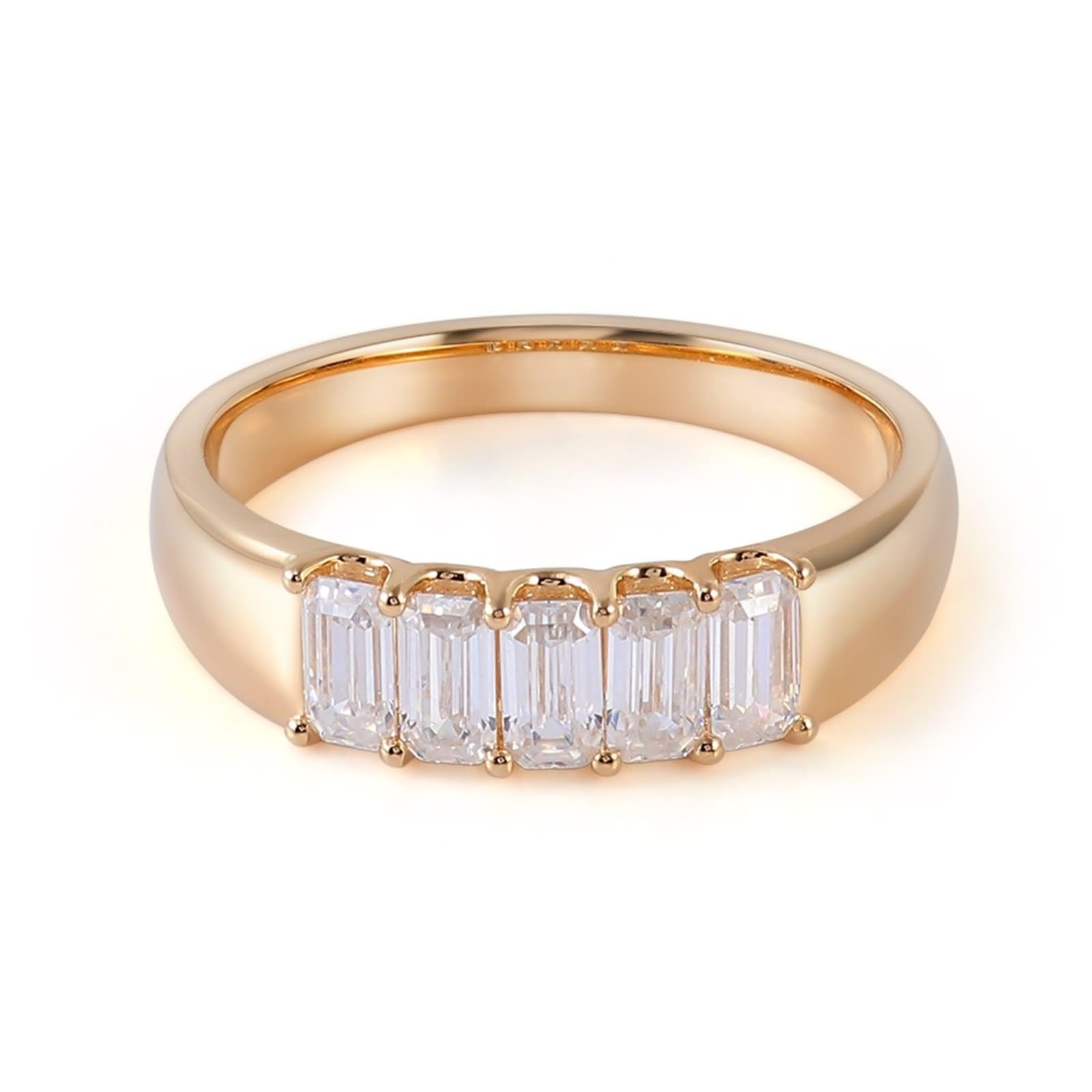 Anello da donna, anello rettangolare con taglio smeraldo moissanite mamma regalo