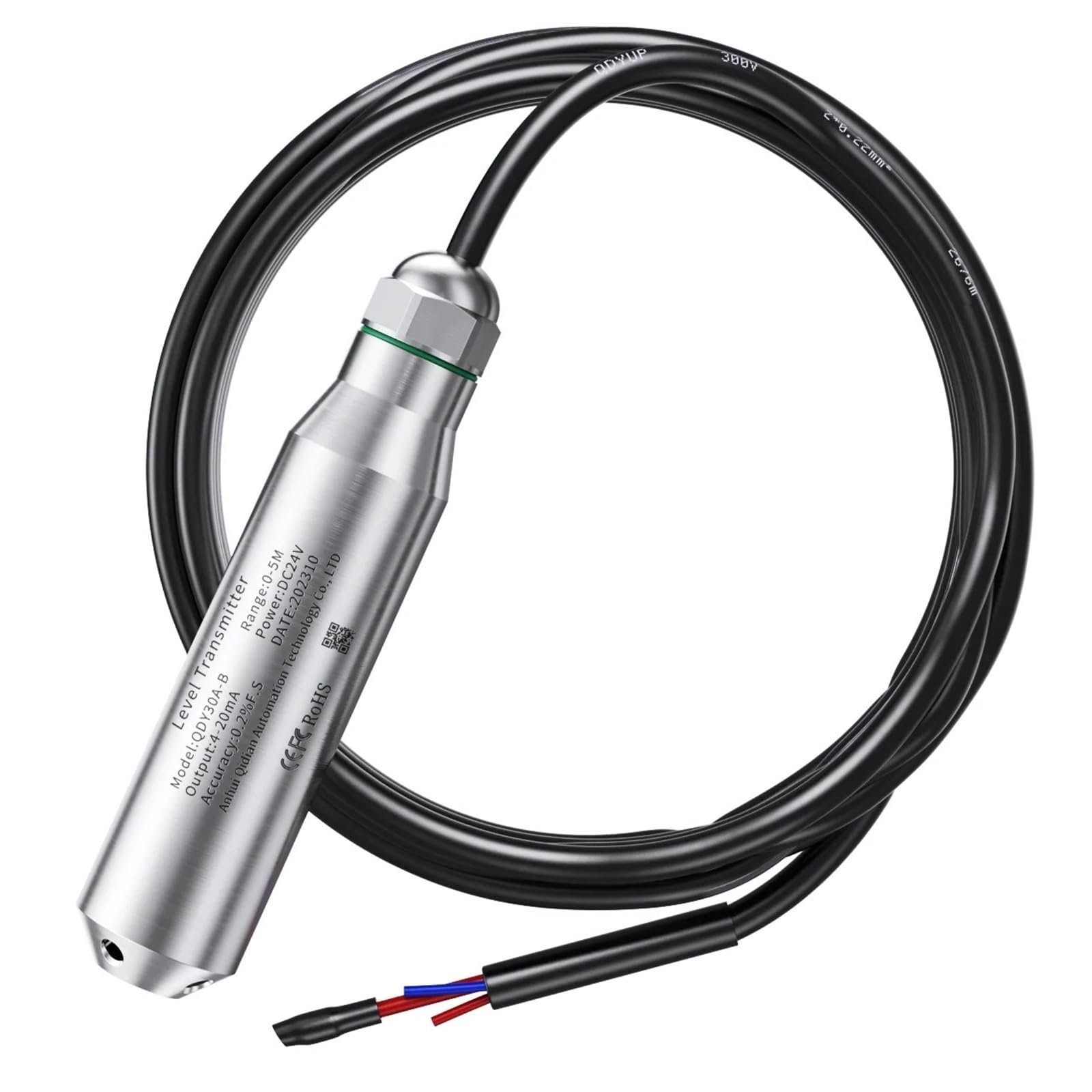 Sonda de sensor nivel líquido agua hidrostática 0-10 m Salida V 1-5 Transductor Transmisor sumergible 1 pieza(Output 1-5V,2M Rnage 4M Cable)