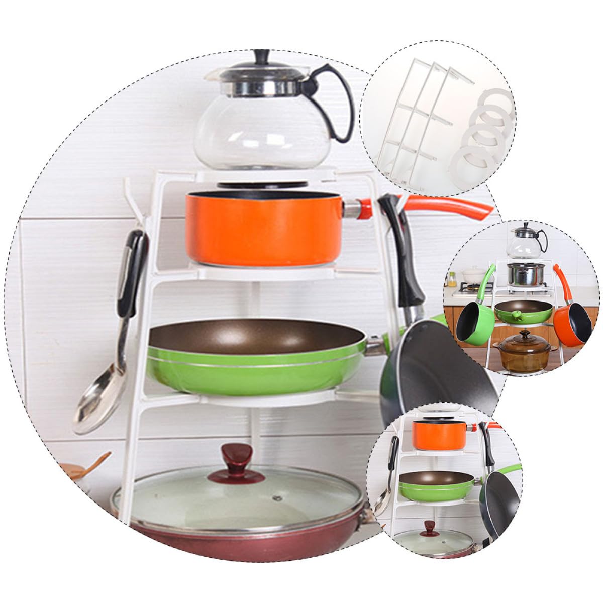 Scaffale multiuso in plastica a 4 ripiani – Mensola portaoggetti da cucina per pentole, padelle e casa nization – Unità dispensa salvaspazio per soluzioni di archiviazione efficienti