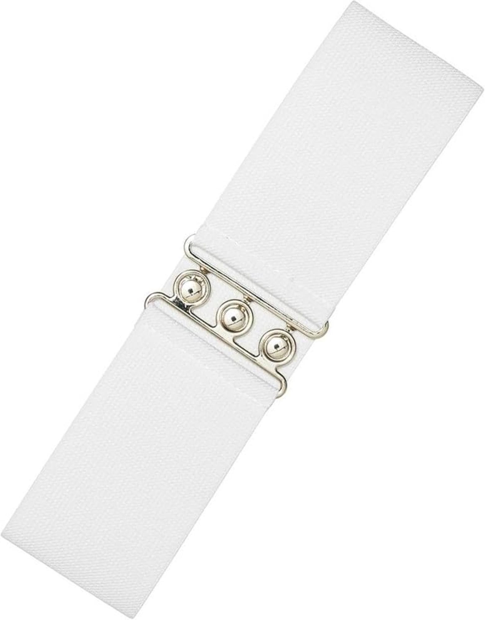 Ro Rox Retro Vintage Belt Elastic Womens Belt 50s Nurse Stretchy Belt with Silver or Gold Buckle Clasp