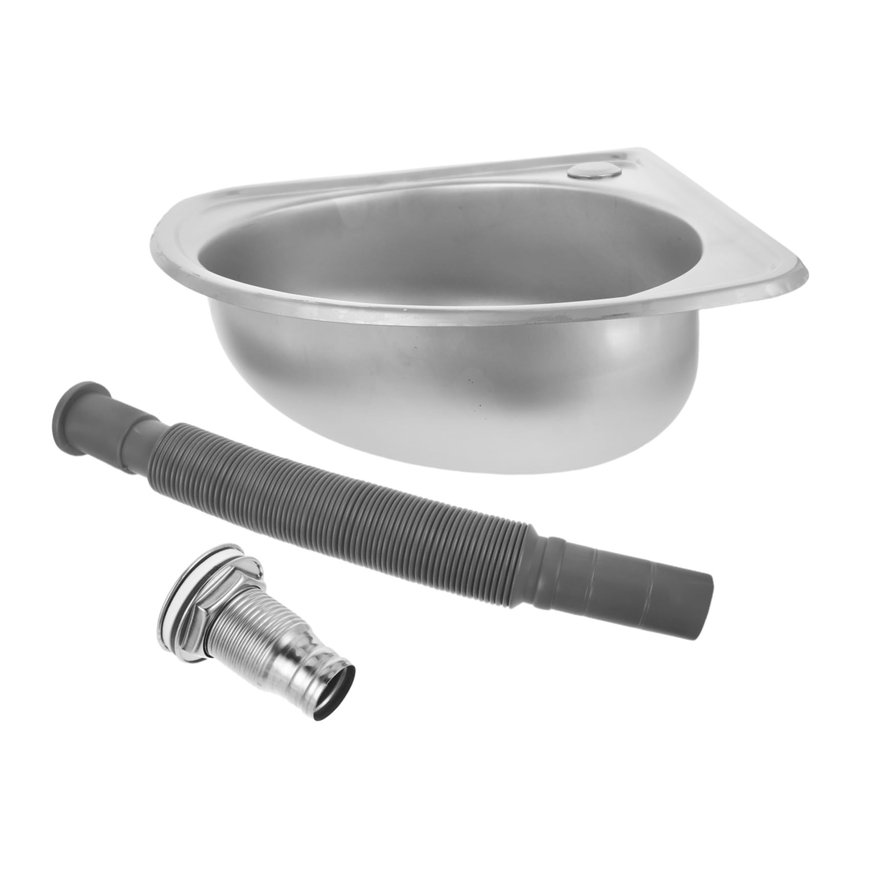 INOOMP Fregadero Portátil de Acero Inoxidable para Caravana Diseño Forma de Abanico para Optimizar Esquinas Lavabo Pequeño para Cocina y Lavado Motorhome Resistente y