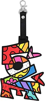 BRITTO Luggage Tag - Suitcase Travel ID Bag Tag - Soft-Touch Leather Love Word Multicolor