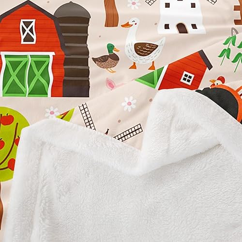 Miniatura 6 de Barn House Truck Car Flannel Blanket,Farm Animal Fleece Blanket for Room Decor,Rustic Farmhouse Style Throw Blankets for Sofa Couch,Throw 50"x60"