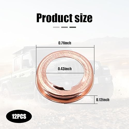 Miniatura 2 de Ajxn 12 juntas de tapón de escape de automóvil, arandela de tornillo de drenaje de aceite de latón M12, OEM de repuesto 11026-01M02, compatible con