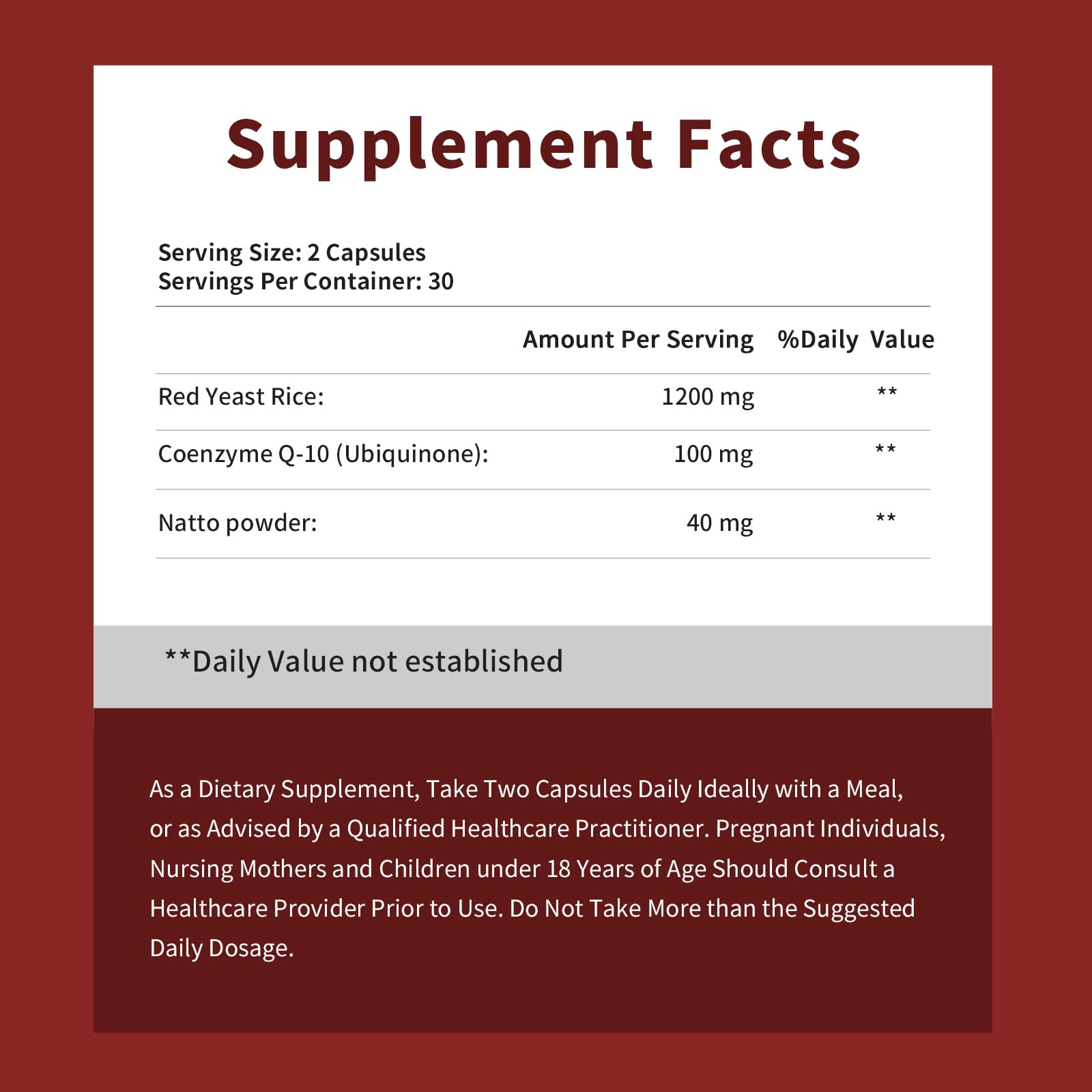 Red Yeast Rice with CoQ10 Supplement Supports Heart Health & Maintains Healthy Cholesterol Levels for Men and Women, Natural & Gluten-Free (60 Count) — Amazon image 7