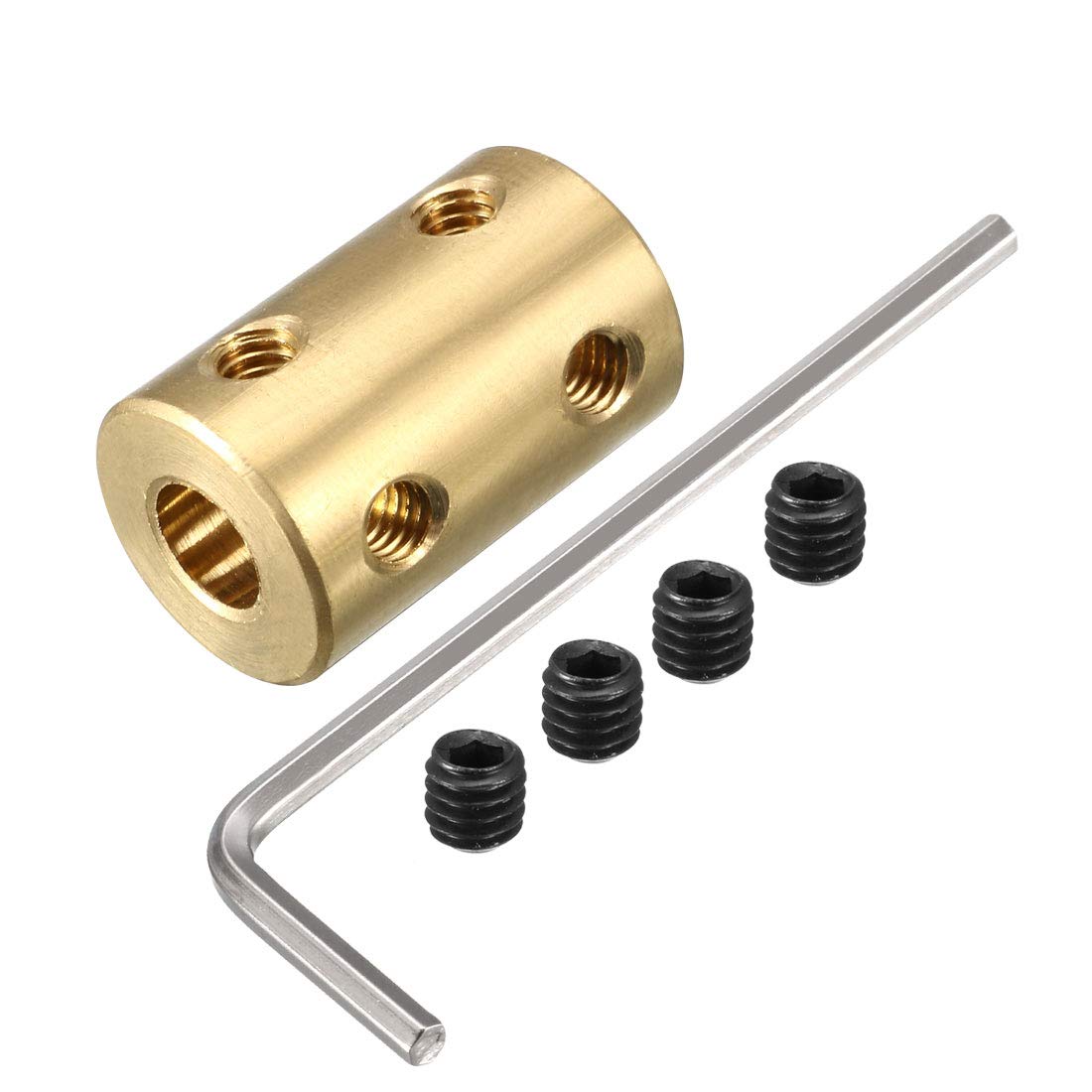 uxcell 5mm to 10mm Bore Rigid Coupling 22mm Length 16mm Diameter Motor Shaft Coupler Connector Copper with Screws
