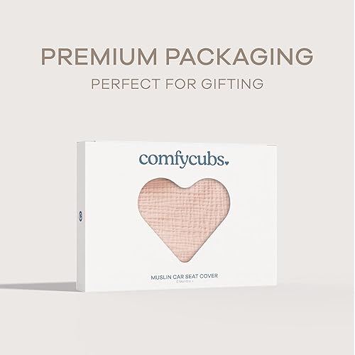 Miniatura 5 de Comfy Cubs Funda para Asiento de Coche de Bebé - Mezcla Suave y Transpirable de Rayón de Bambú y Algodón Muselina - Toldo Ligero para Protección