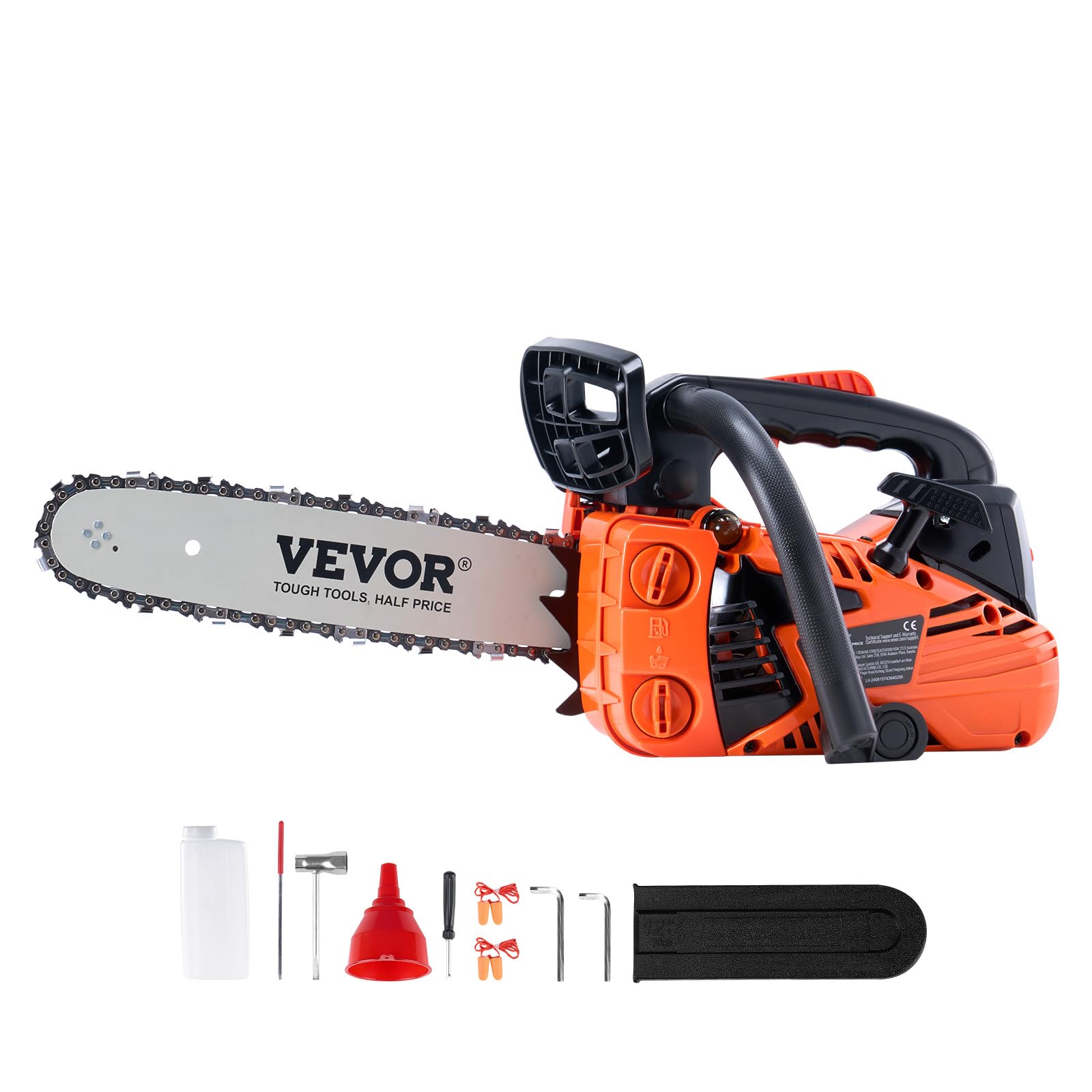 VEVOR25.4 CC 2-Cycle Top Handle Gas Powered Chainsaw 12 Inch Petrol Handheld Cordless Chain Saw for Tree Wood Cutting