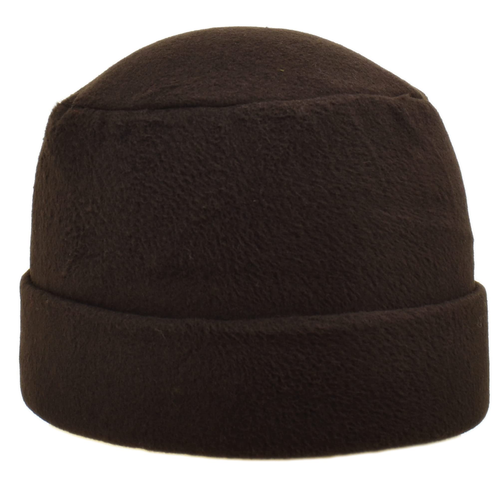 MELEGARI Women's Beanie Hat with Lapel | Lyuba Beanie | Polar Fleece Fleece | Pocket | Made in Italy, dark brown, One size
