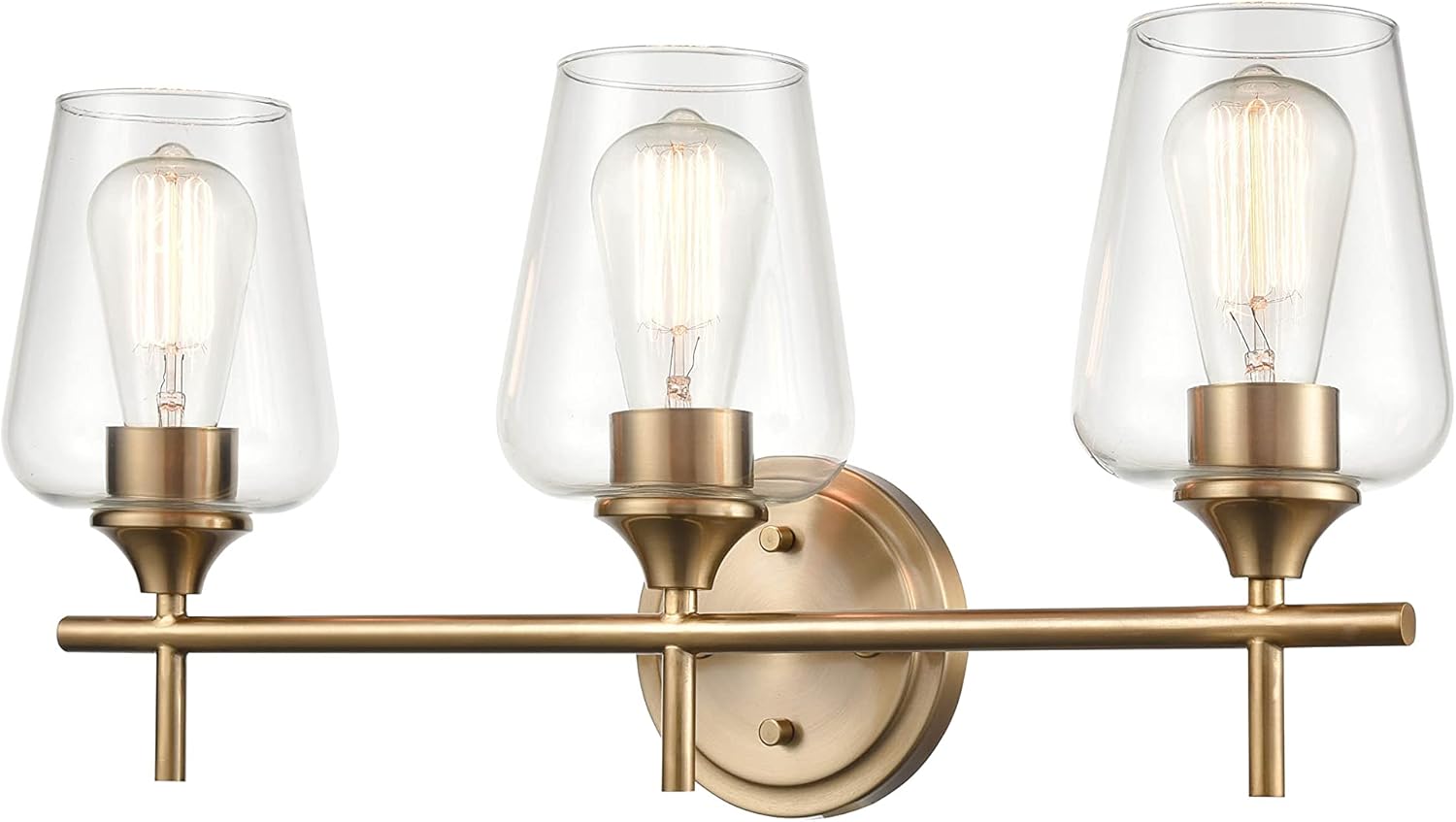 ML Lighting 9703-MG Transitional Three Light Vanity from Ashford Collection, Champ, Gld Leaf Finish, Modern Gold