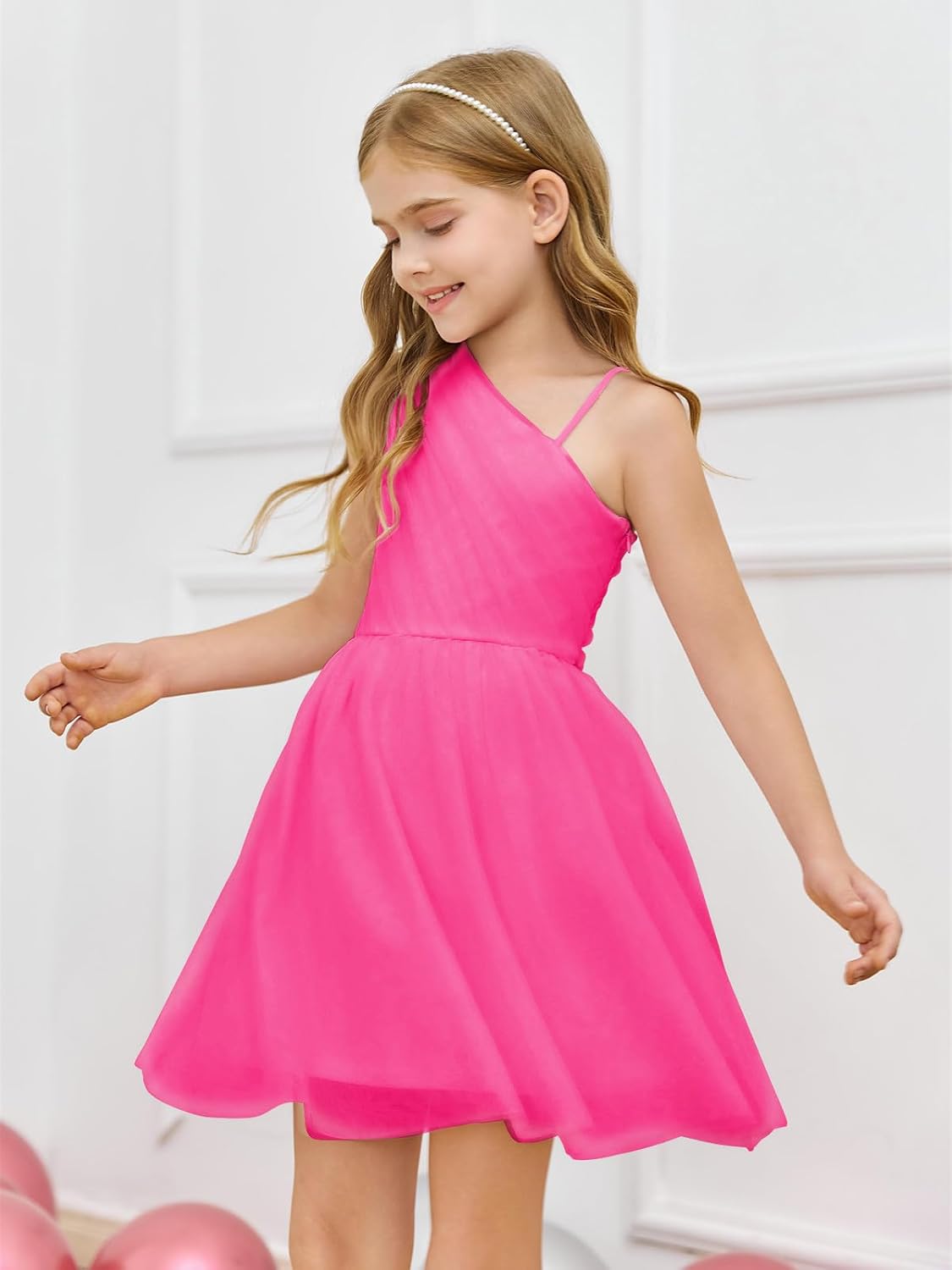 Batermoon Girls One Shoulder Dress Summer Birthday Party Formal Dresses